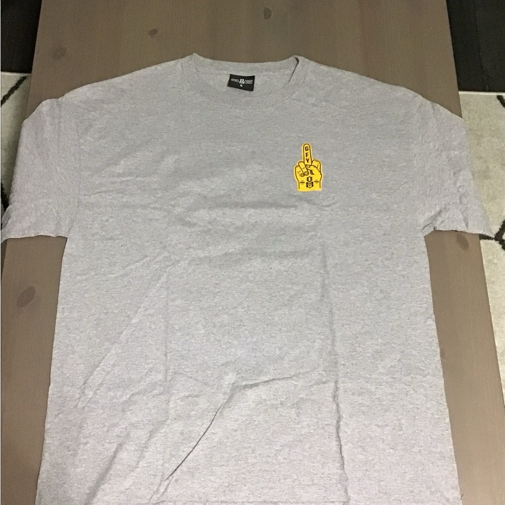 Graphic Tee by REBEL8 - Grey T-shirt with Yellow Middle Finger Logo